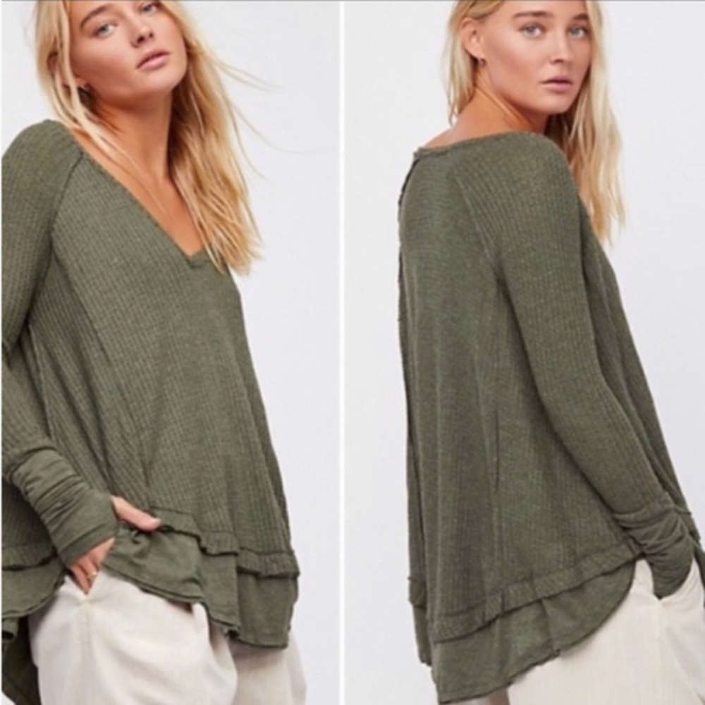 Free People Olive Green Laguna Thermal top